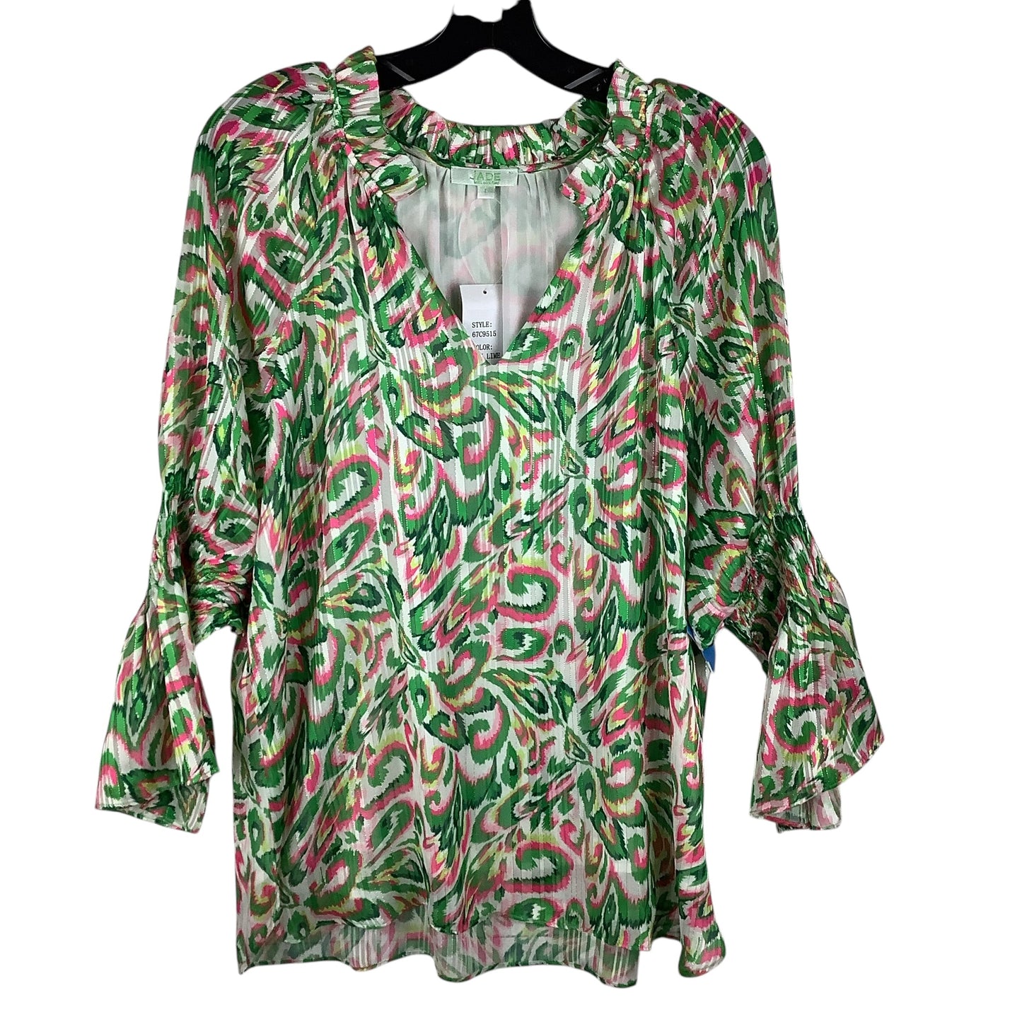 Top Long Sleeve By Jade In Multi-colored, Size: L