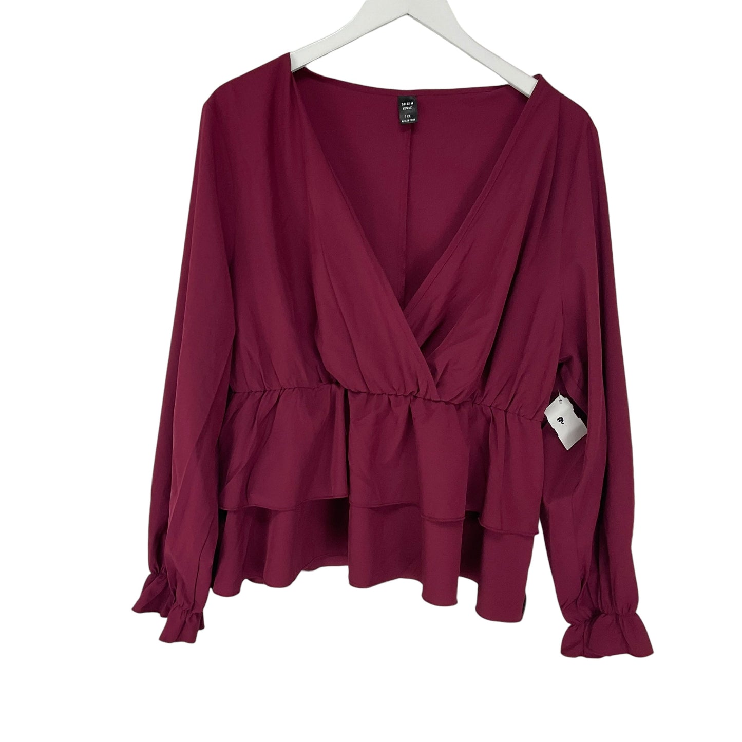 Top Long Sleeve By Shein In Red, Size: 1x