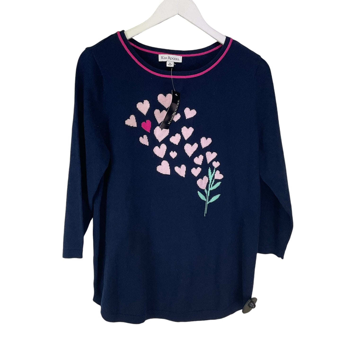 Top Long Sleeve By Kim Rogers In Navy, Size: M