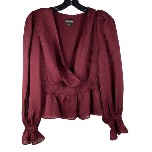 Top Long Sleeve By Express In Maroon, Size: S