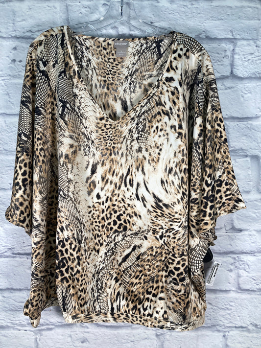 Top Short Sleeve By Chicos In Animal Print, Size: Xl