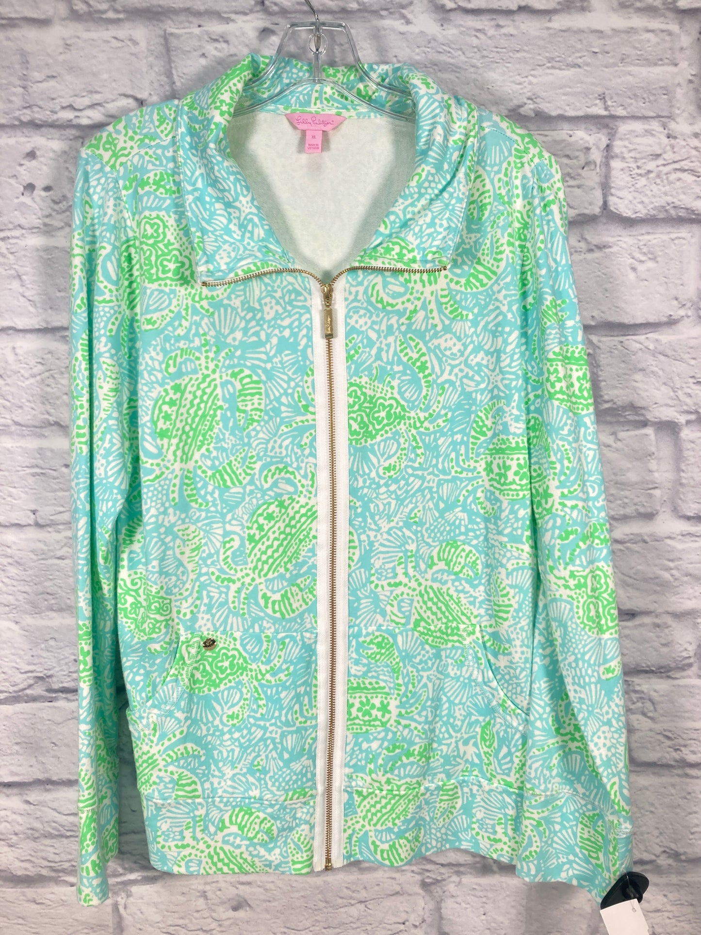 Blue & Green Sweatshirt Designer Lilly Pulitzer, Size Xl