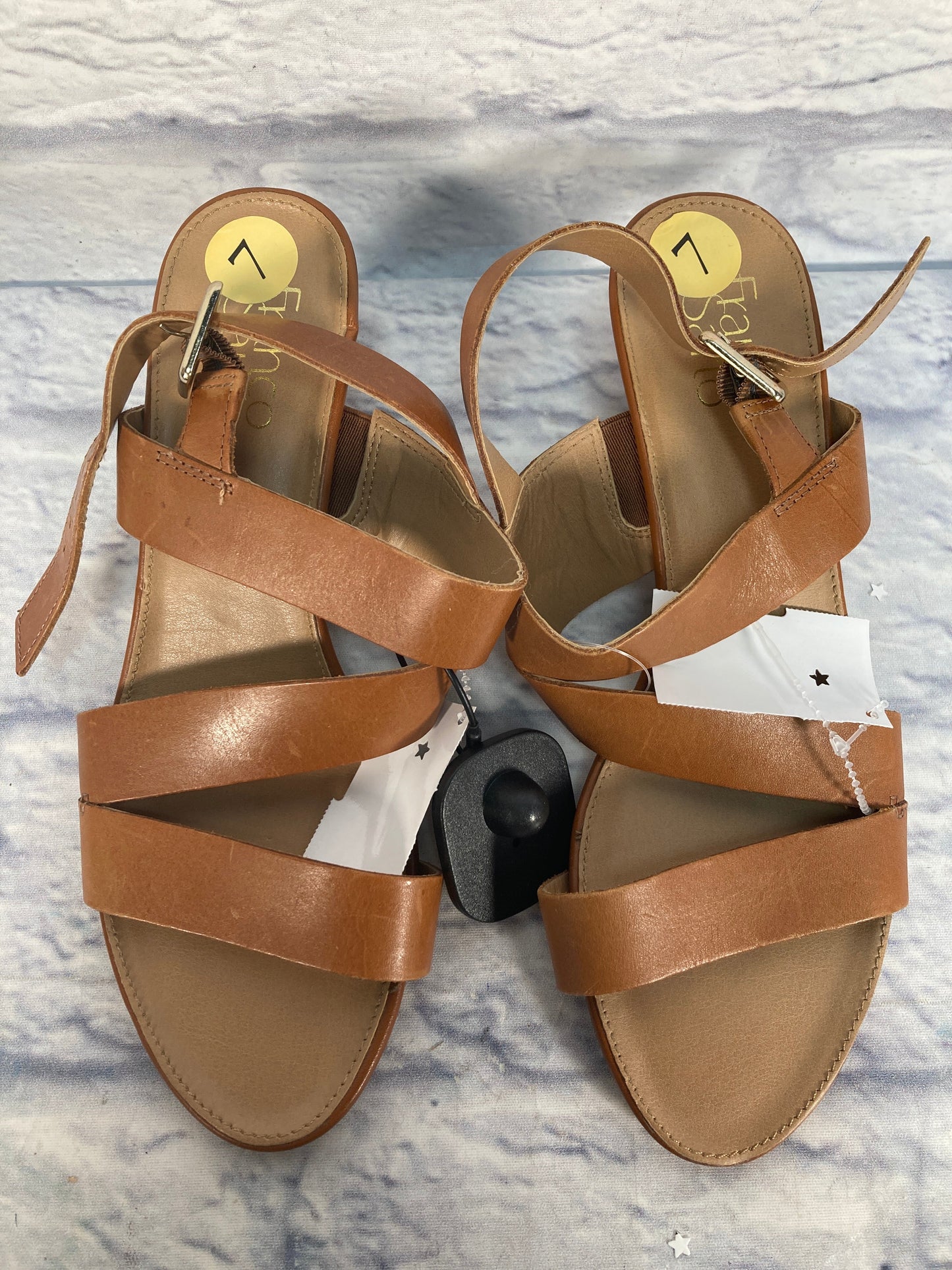 Sandals Heels Block By Franco Sarto In Brown, Size: 8