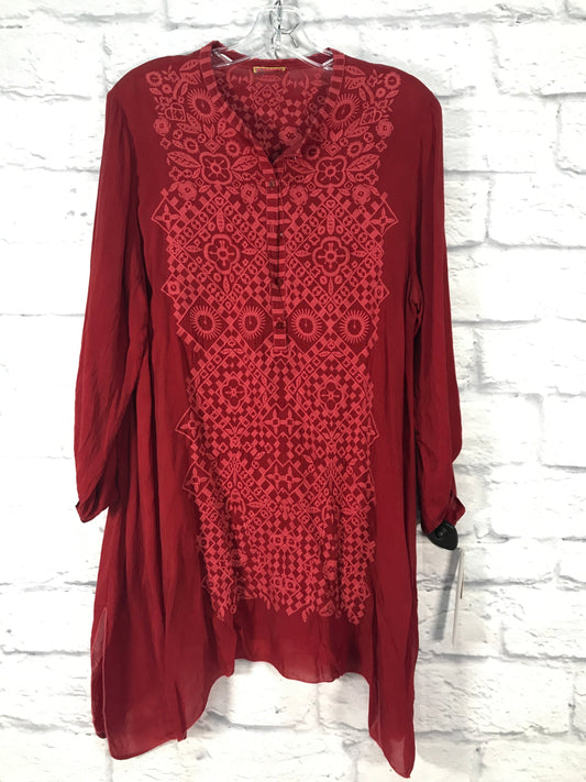 Tunic Designer By Johnny Was In Red, Size: L