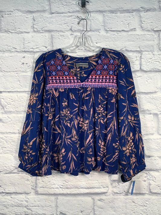 Top Long Sleeve By Anthropologie In Blue & Pink, Size: S