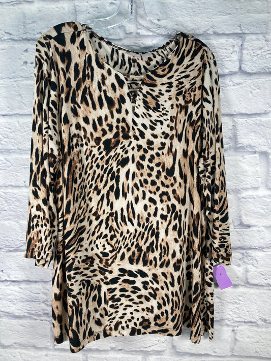 Tunic Long Sleeve By Chicos In Animal Print, Size: L