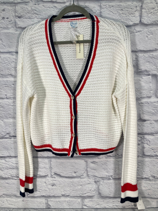 Sweater Cardigan By Francesca's In Blue & Red & White, Size: S