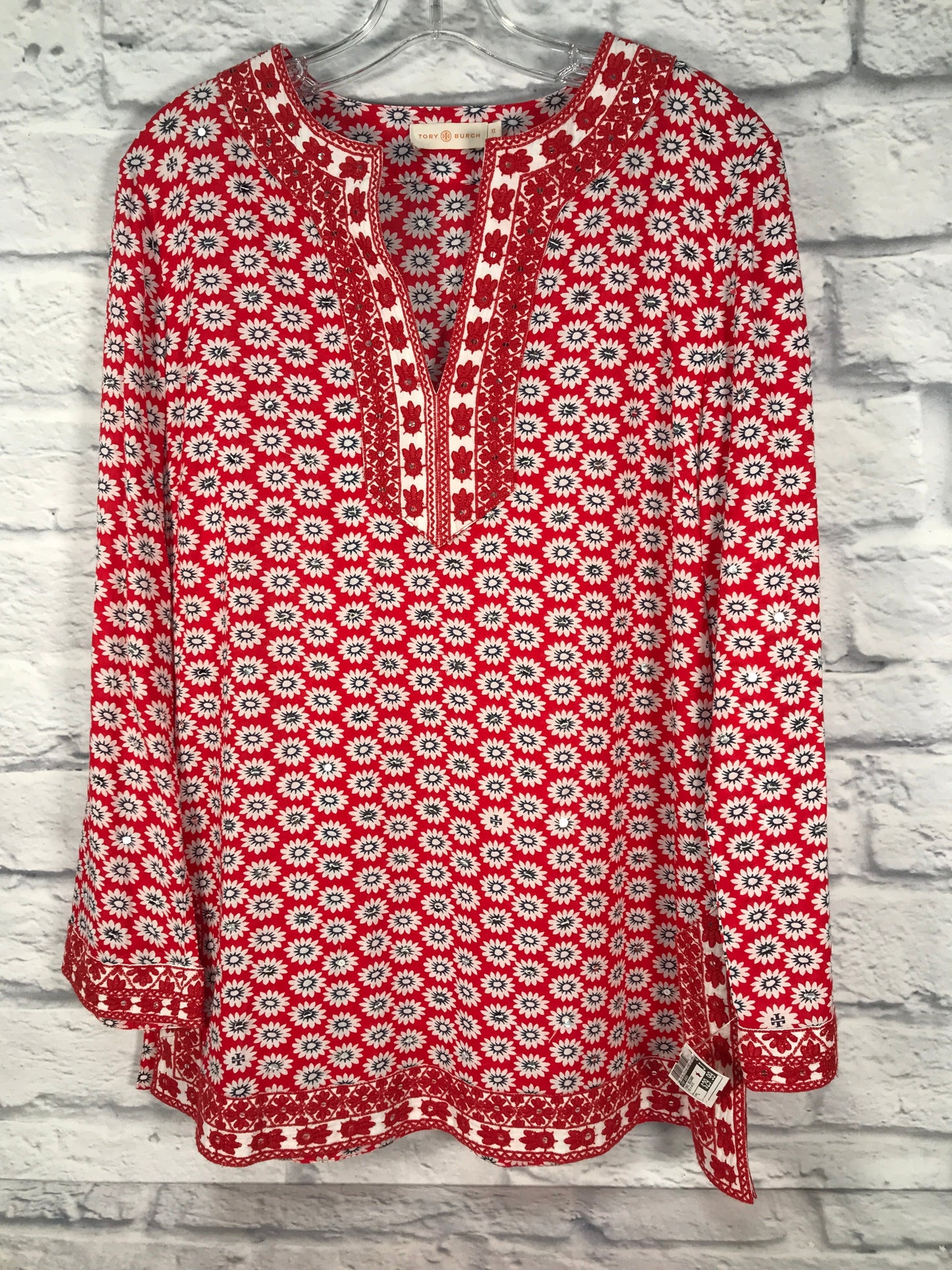 Tunic Designer By Tory Burch In Red & White, Size: L