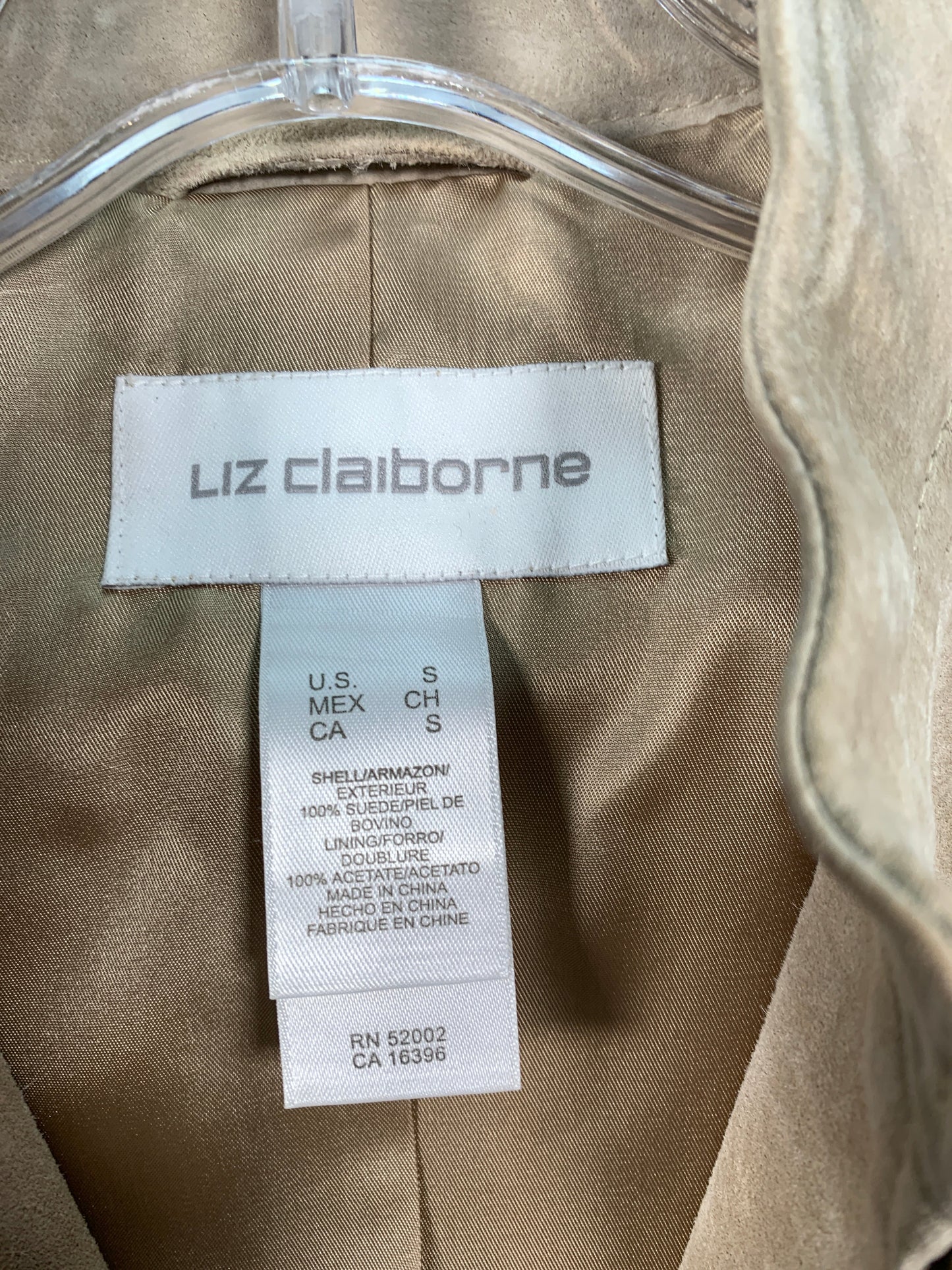 Jacket Leather By Liz Claiborne In Cream, Size: S