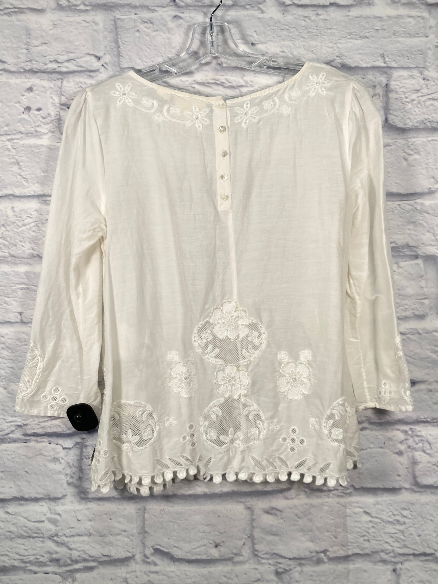 Blouse 3/4 Sleeve By Maeve In White, Size: S