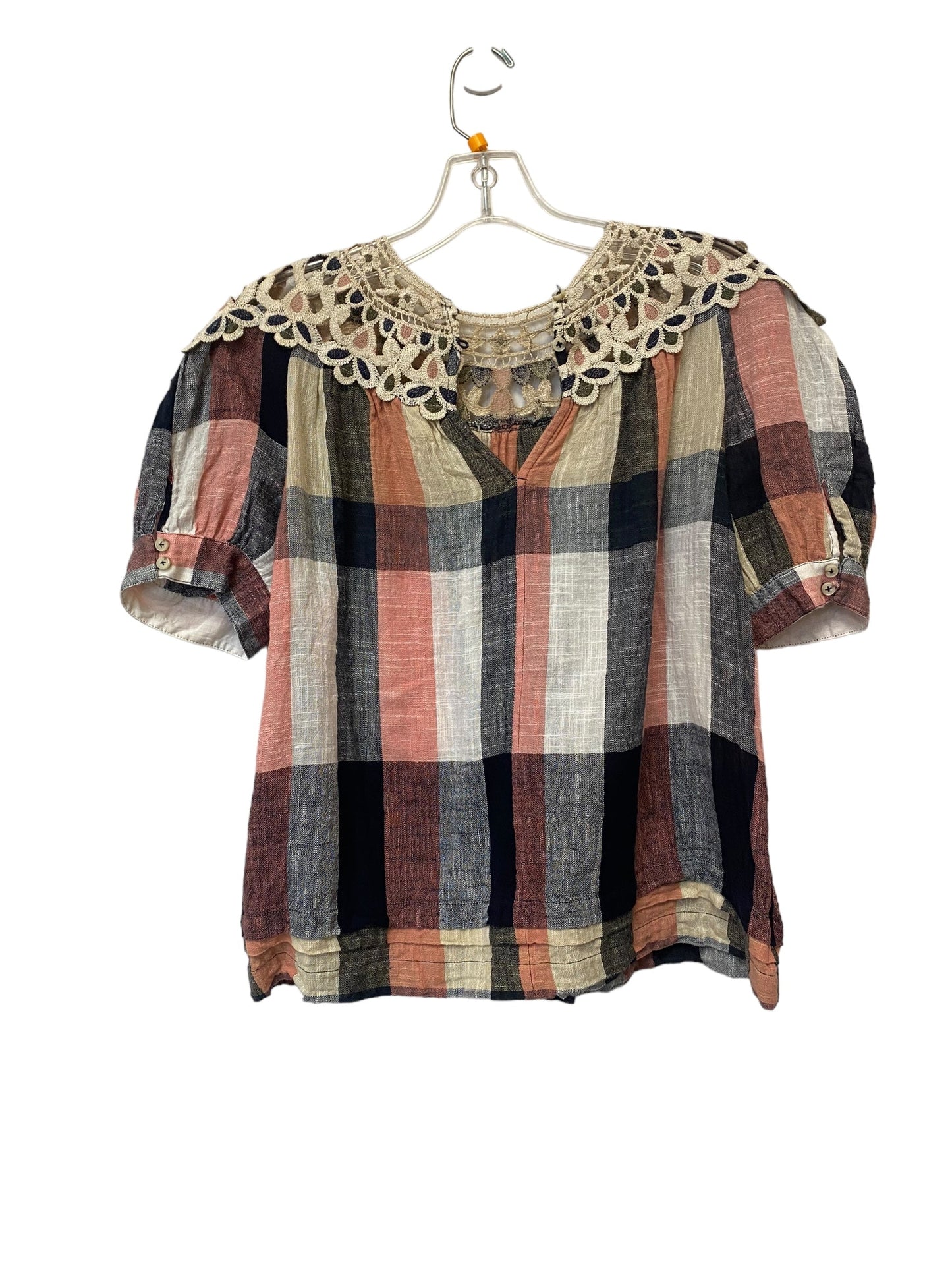 Plaid Pattern Top Short Sleeve Anthropologie, Size S