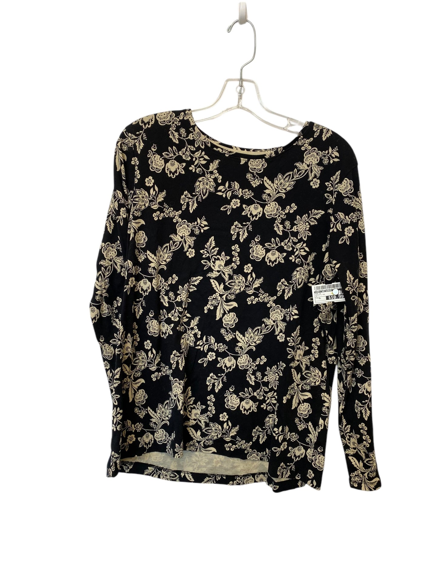 Top Long Sleeve By Croft And Barrow In Black & Tan, Size: Xl