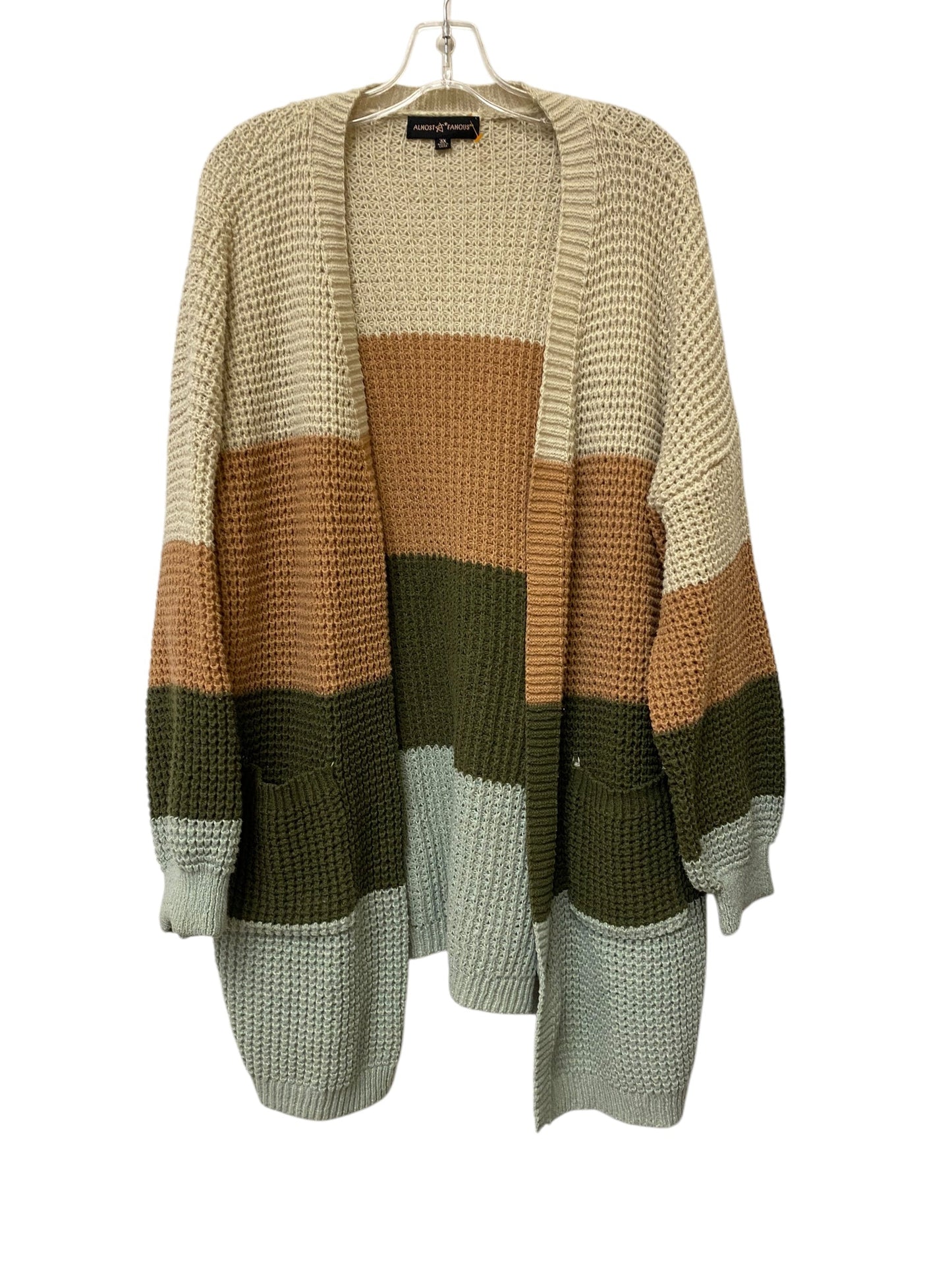 Sweater Cardigan By Almost Famous In Multi-colored, Size: 3x