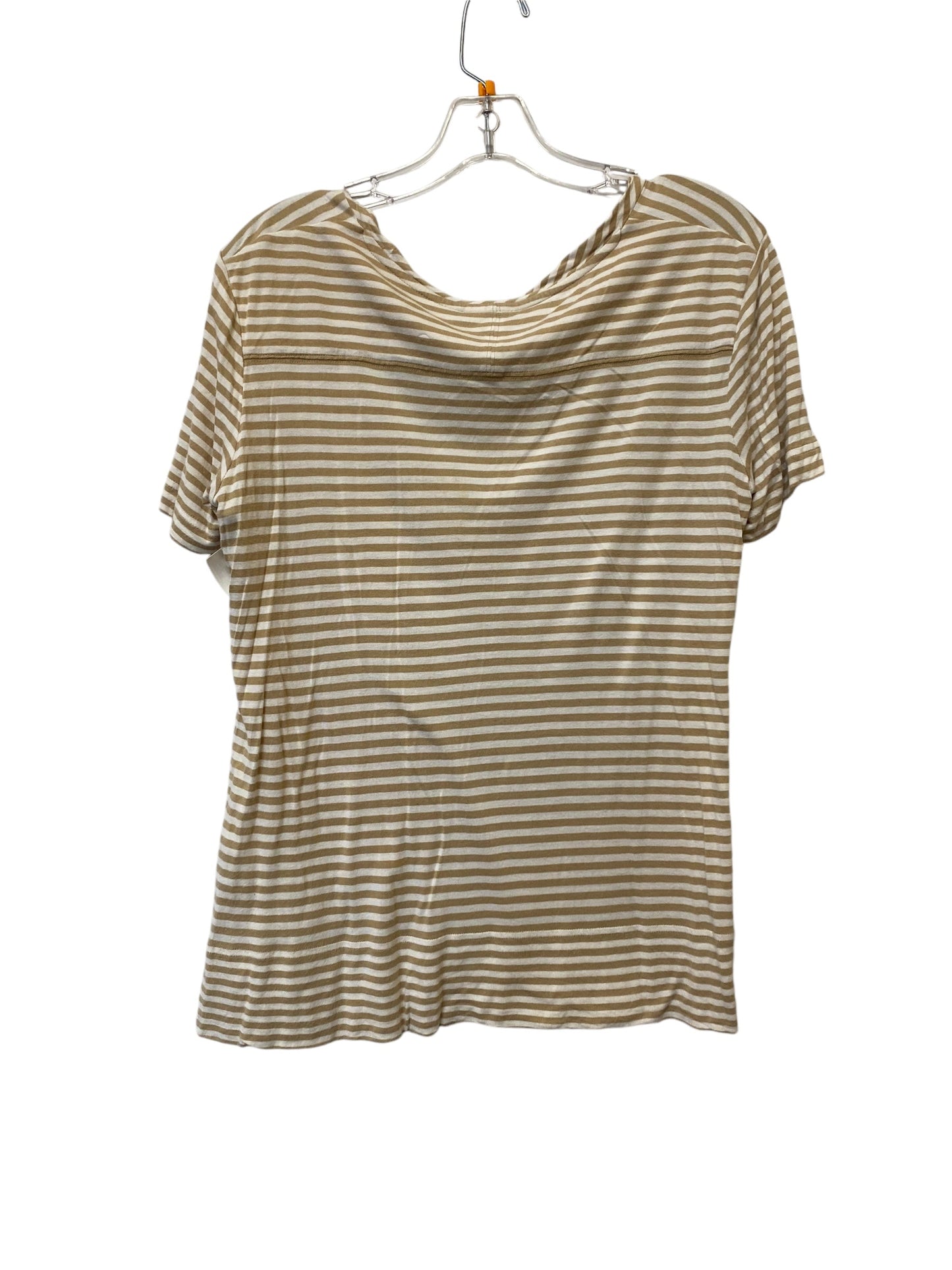 Top Short Sleeve By Tory Burch In Tan & White, Size: M