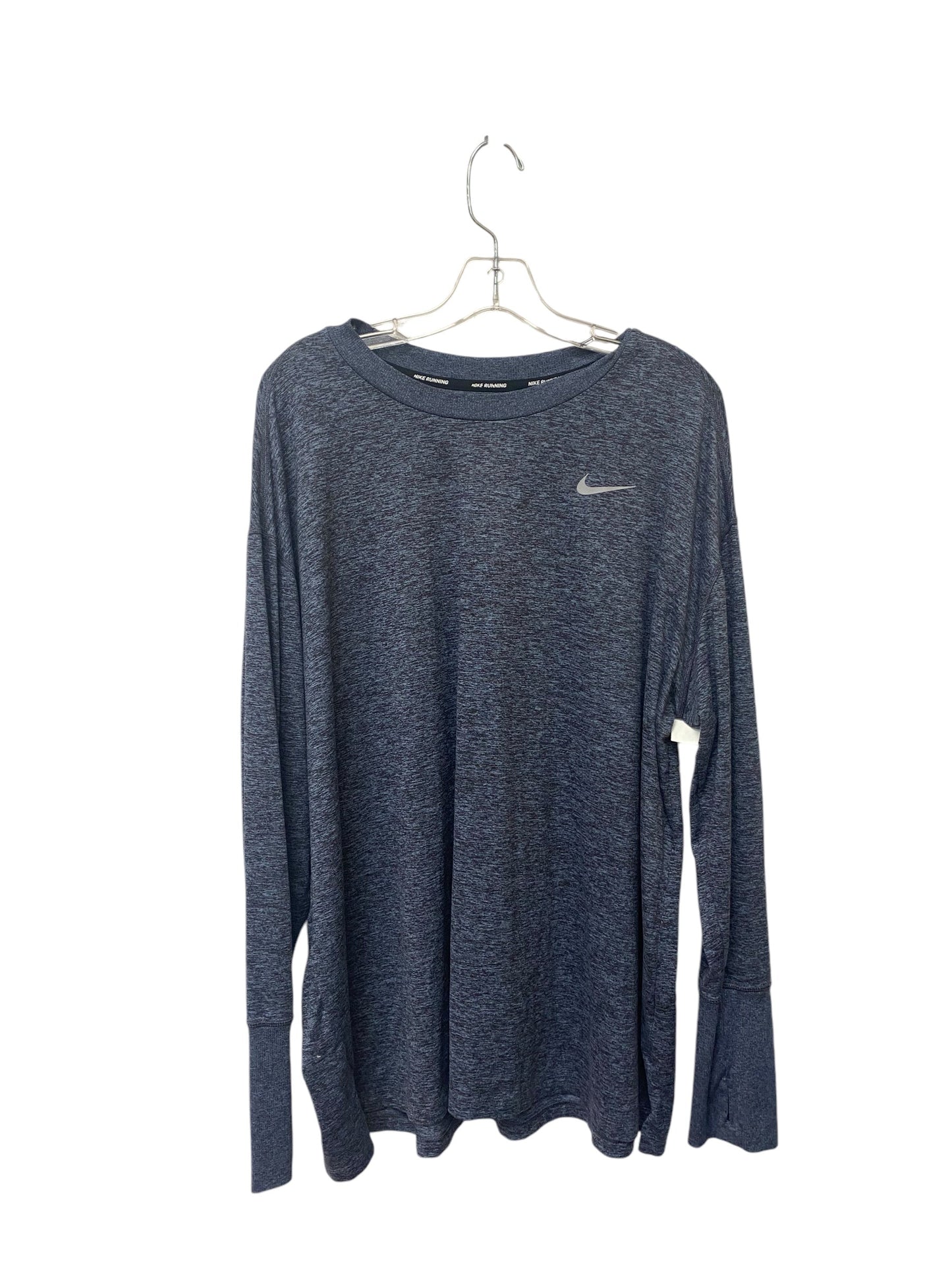 Athletic Top Long Sleeve Collar By Nike In Blue, Size: 2x