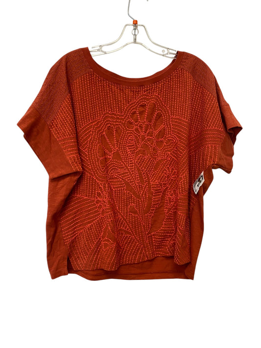 Top Short Sleeve By Anthropologie In Orange, Size: L