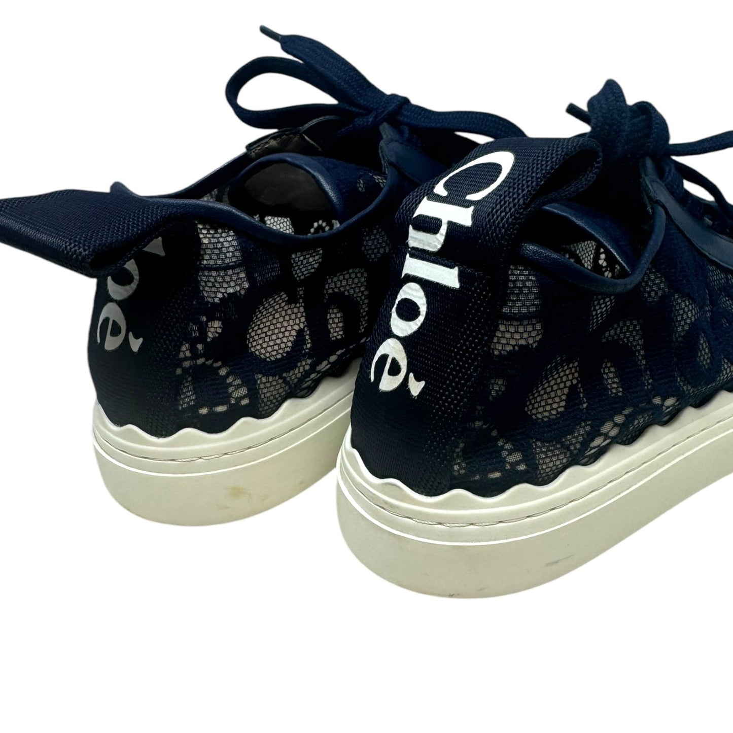 Lauren Lace Low Top Sneakers Shoes Luxury Designer By Chloe In Navy, Size: 9/39