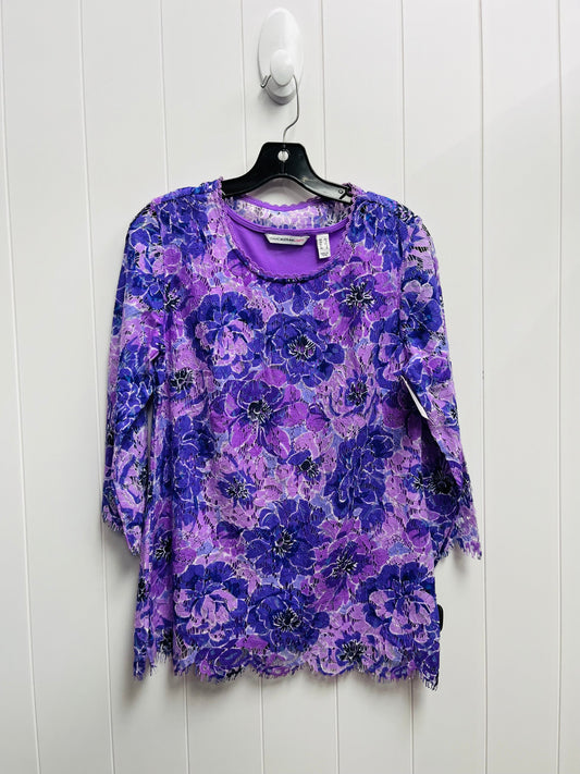 Top Long Sleeve By Isaac Mizrahi Live Qvc In Purple, Size: Xs