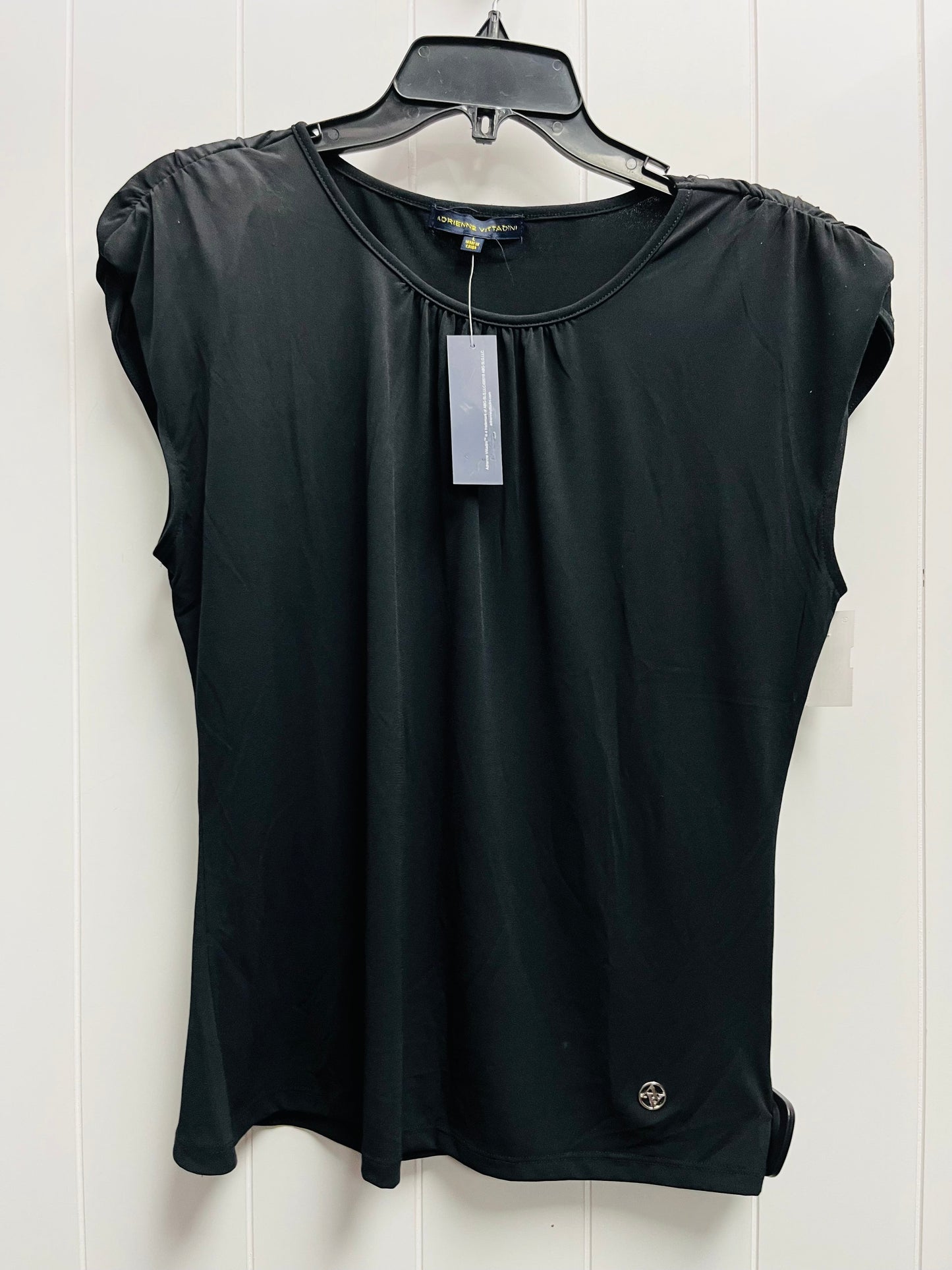 Top Short Sleeve By Adrienne Vittadini In Black, Size: L