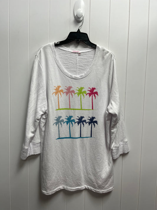 Top Long Sleeve By Fresh Produce In Pink & White, Size: 1x