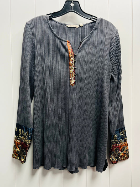 Top Long Sleeve By Soft Surroundings In Grey & Orange, Size: Xs