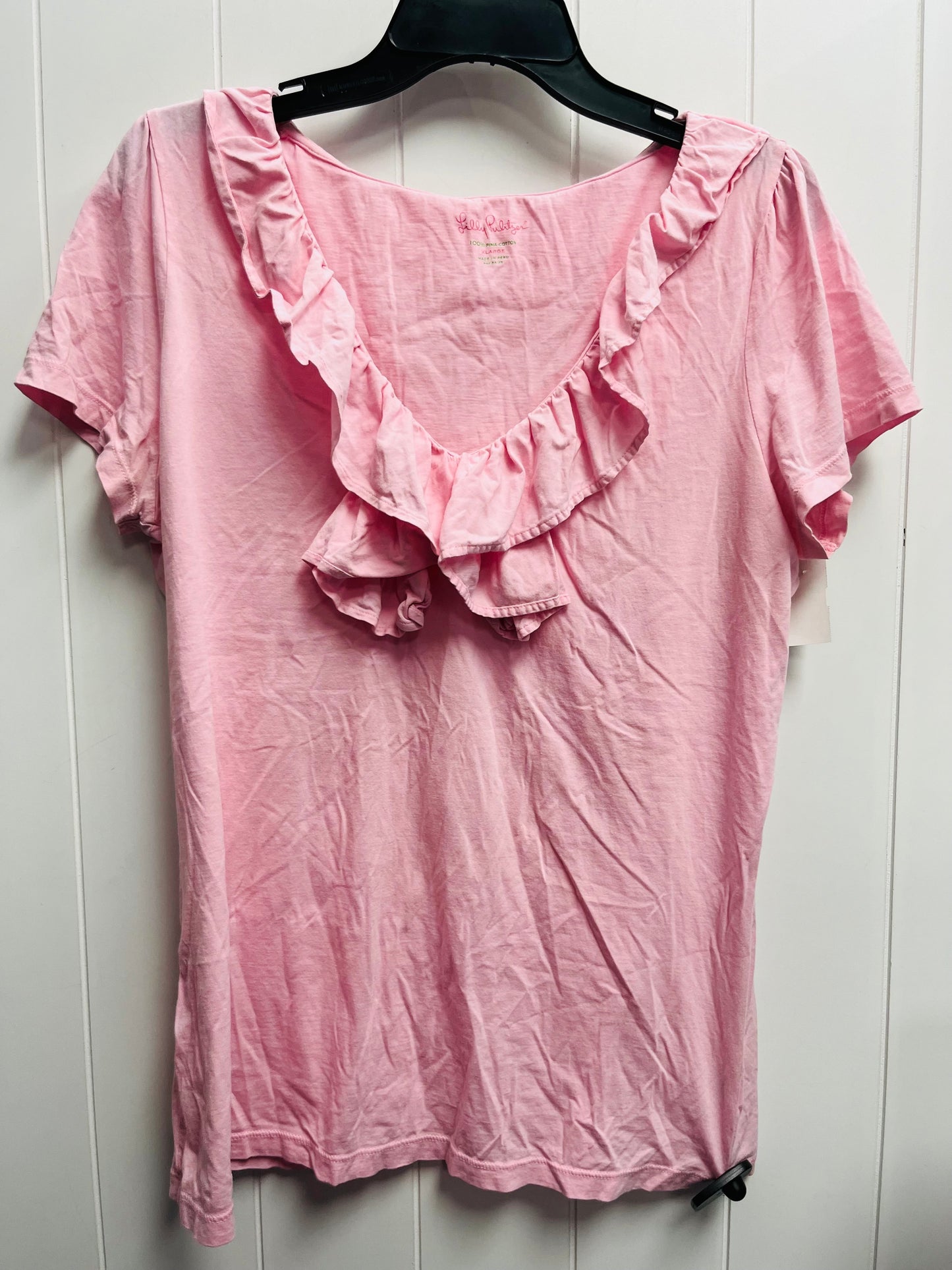 Top Short Sleeve Designer By Lilly Pulitzer In Pink, Size: Xl