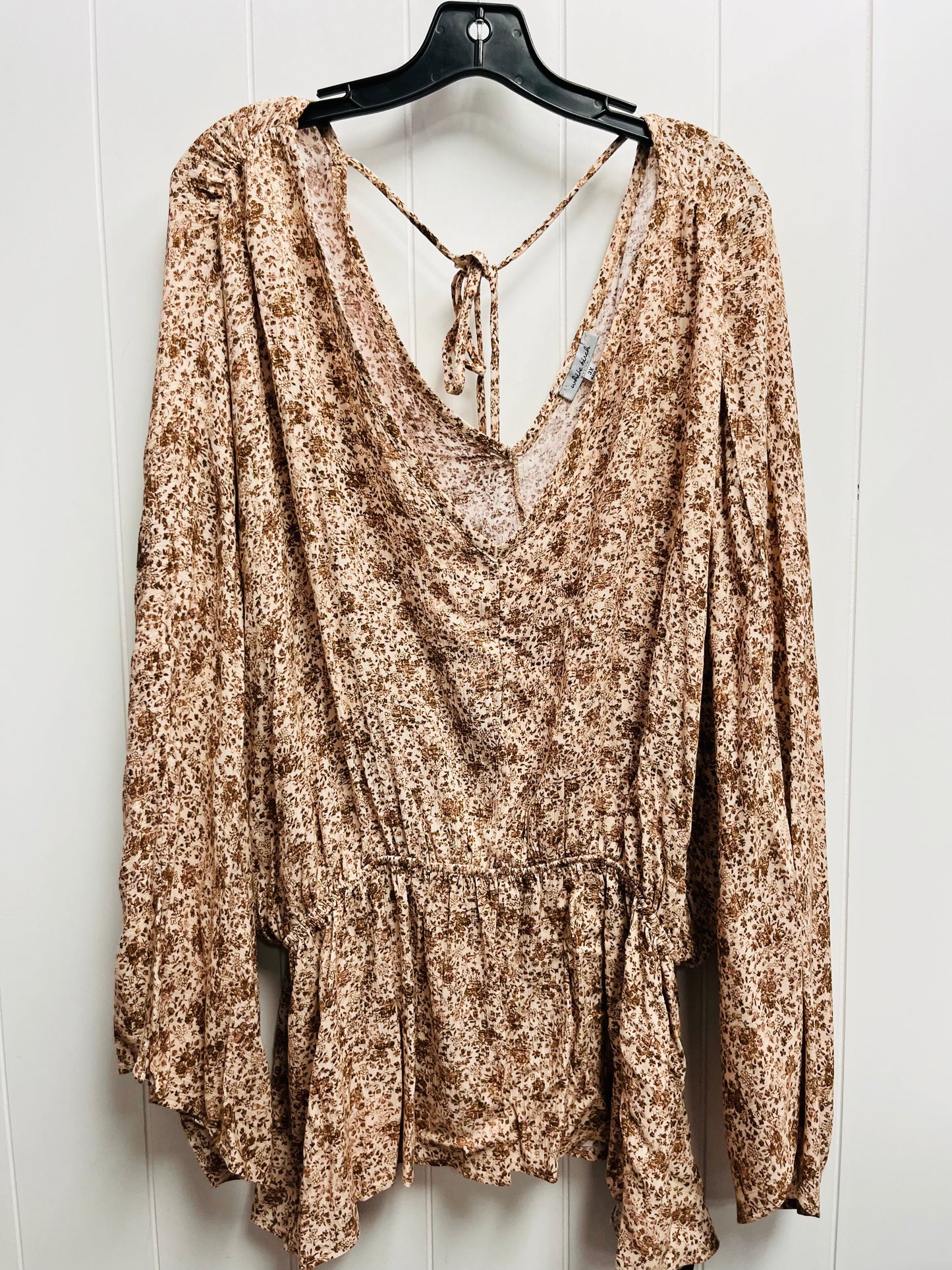 Top Long Sleeve By White Birch In Cream & Tan, Size: 3x