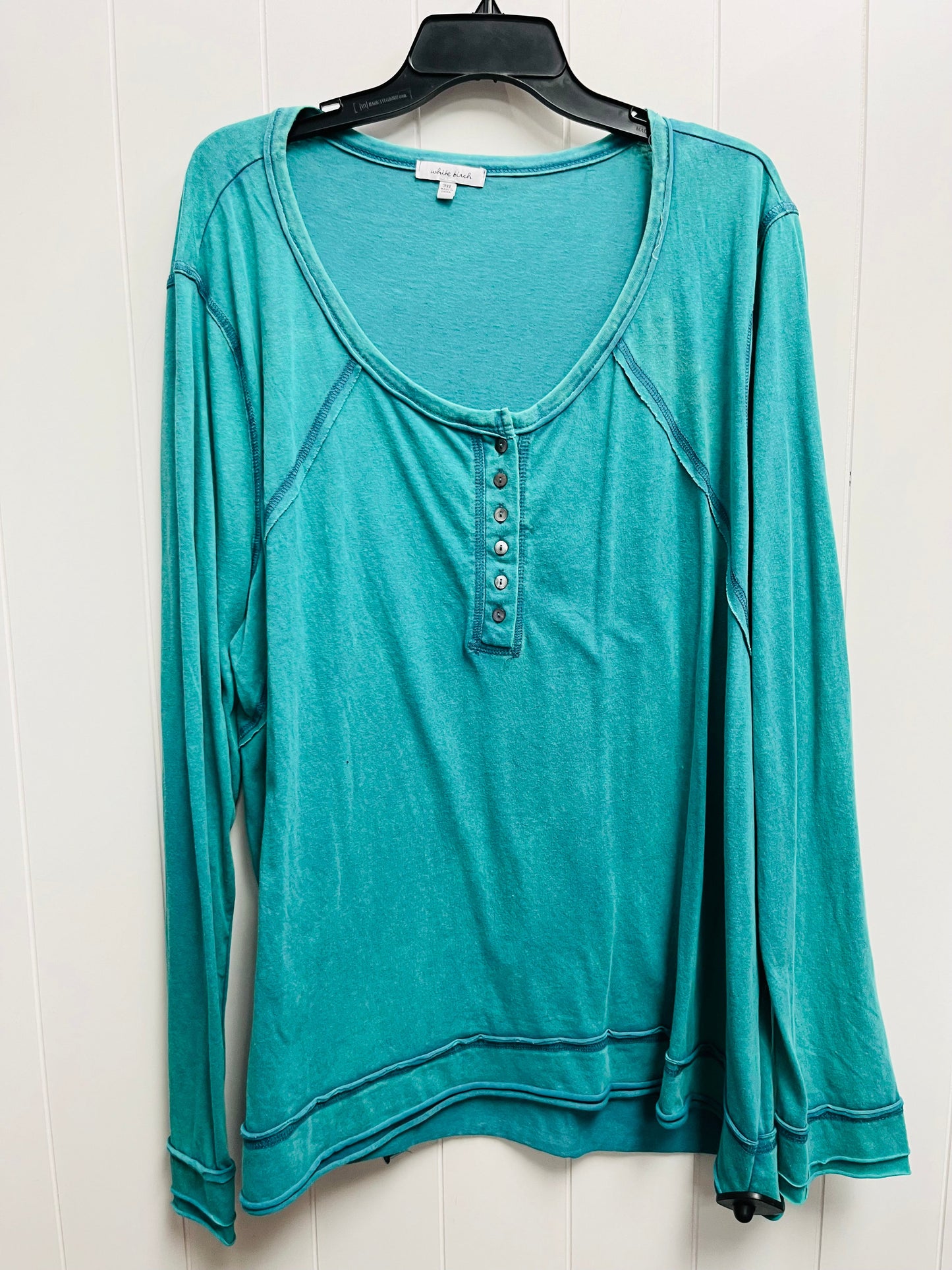 Top Long Sleeve By White Birch In Teal, Size: 3x