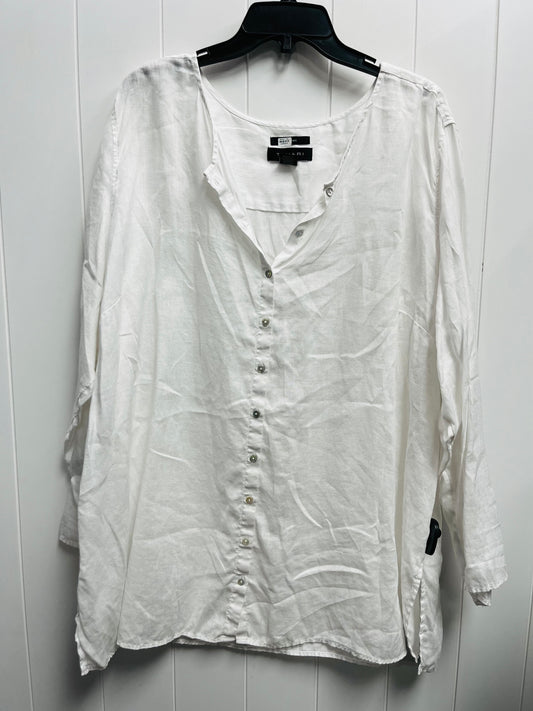 Top Long Sleeve By Tahari By Arthur Levine In White, Size: 3x