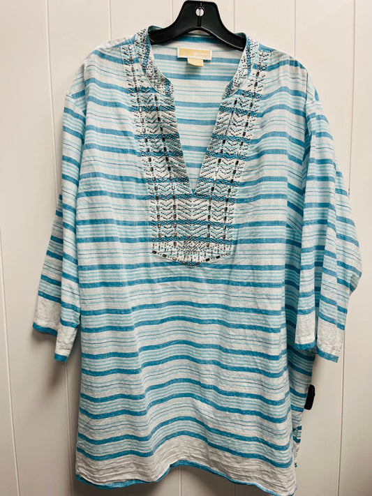 Top Long Sleeve By Michael By Michael Kors In Blue & White, Size: 3x