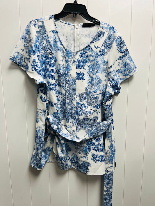 Top Short Sleeve By Lane Bryant In Blue & White, Size: 22