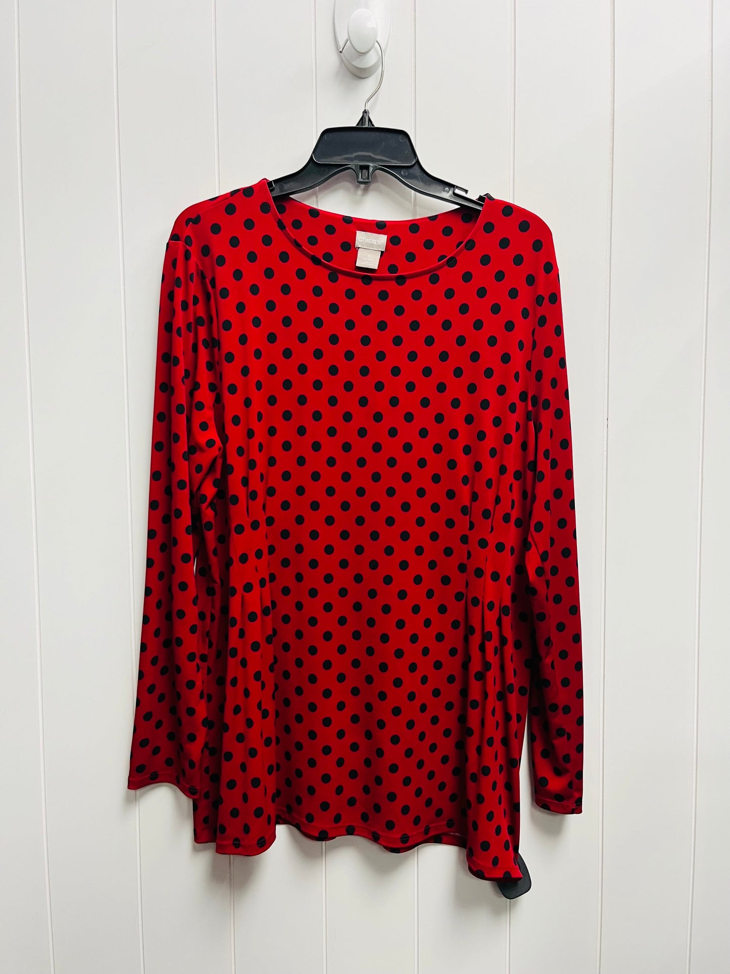 Top Long Sleeve By Chicos In Black & Red, Size: L