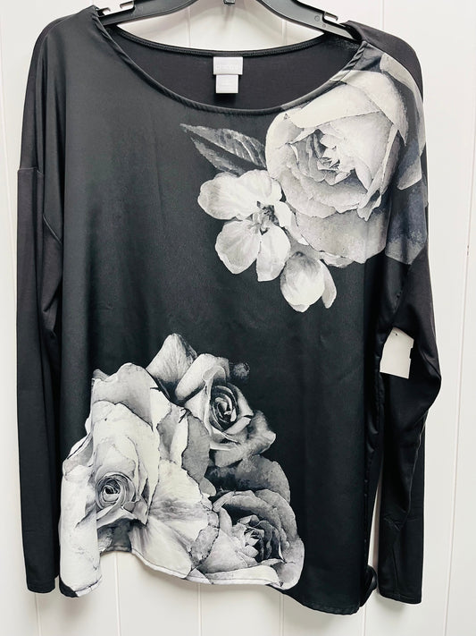 Top Long Sleeve By Chicos In Black & Grey, Size: L