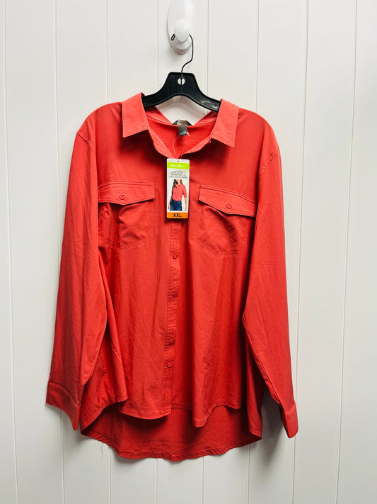 Top Long Sleeve By Eddie Bauer In Orange, Size: Xxl