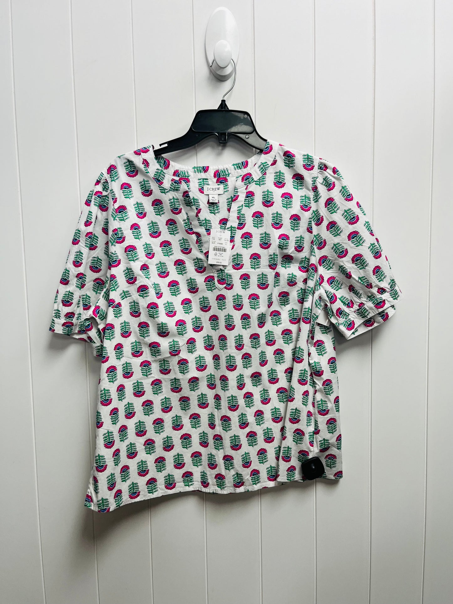 Top Short Sleeve By J. Crew In Green & Pink, Size: Xl