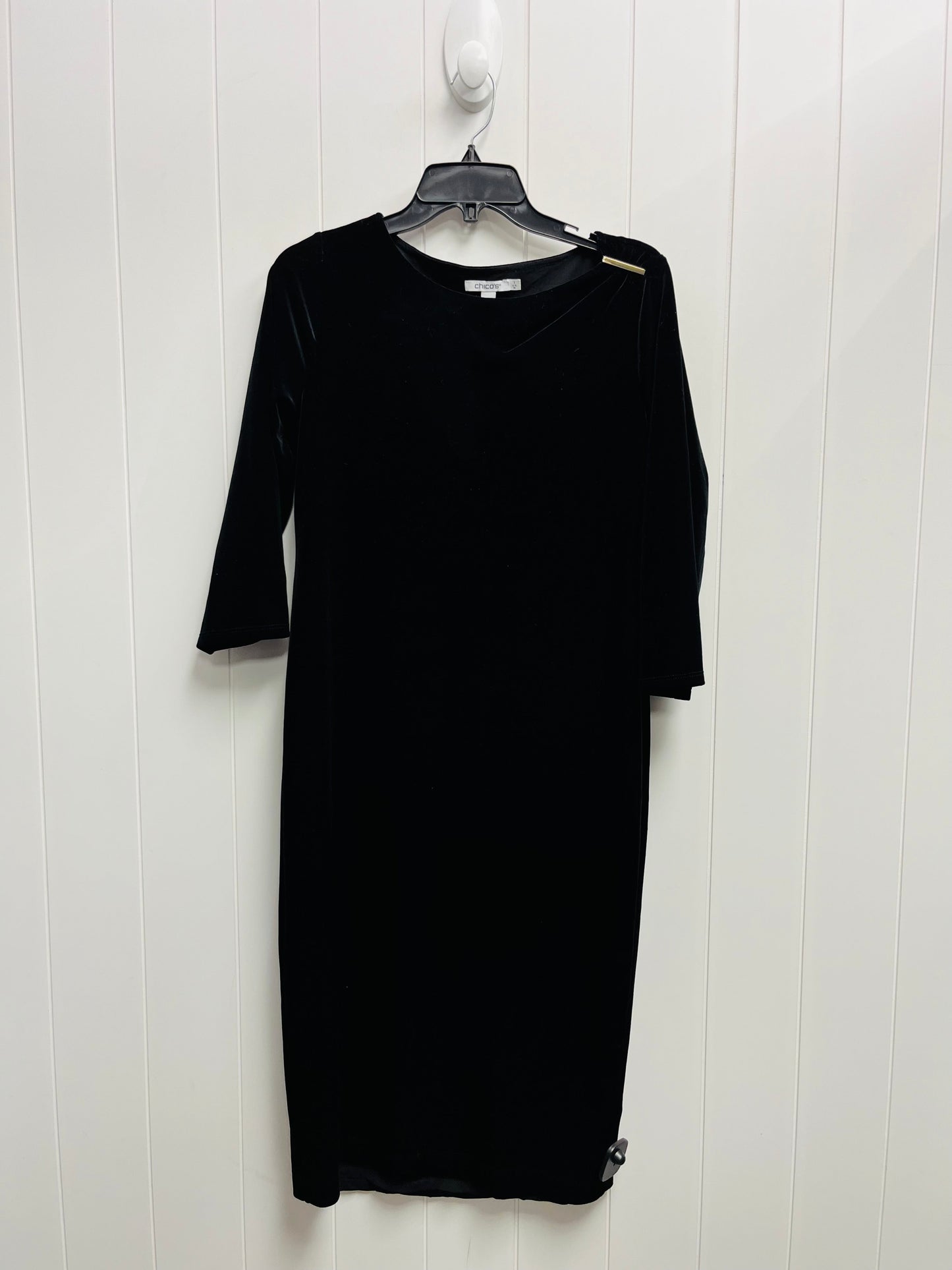 Dress Casual Midi By Chicos In Black, Size: M