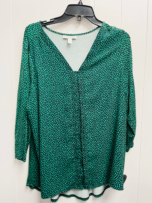 Top Long Sleeve By Dana Buchman In Black & Green, Size: Xl