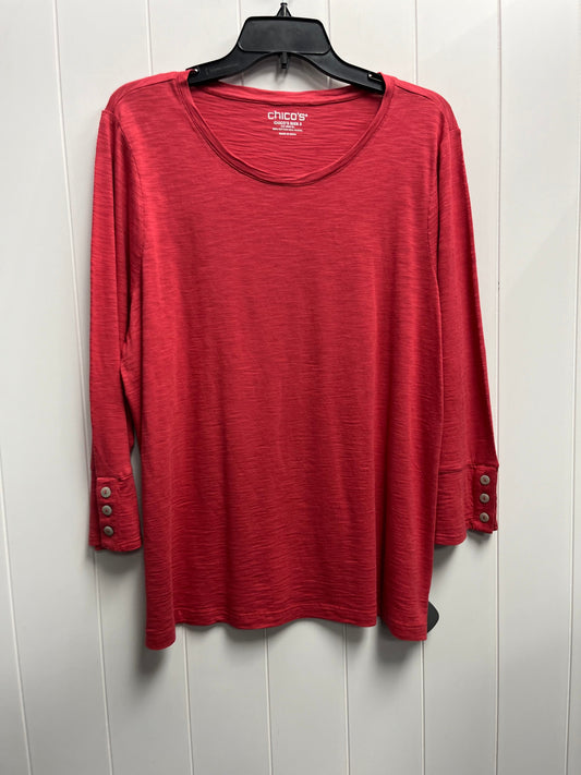 Top Long Sleeve By Chicos In Red, Size: Xl