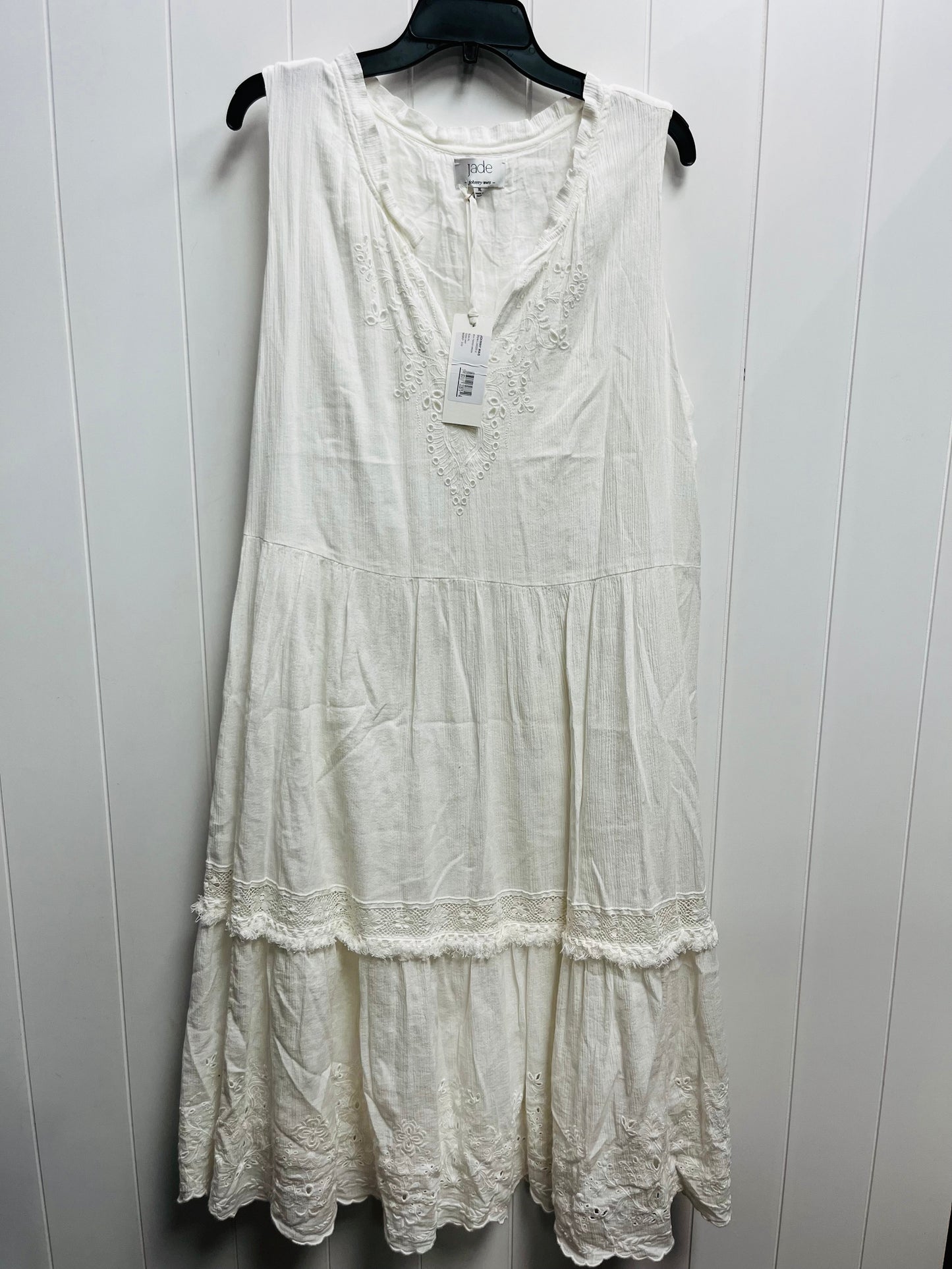 Dress Casual Midi By Johnny Was In White, Size: Xl