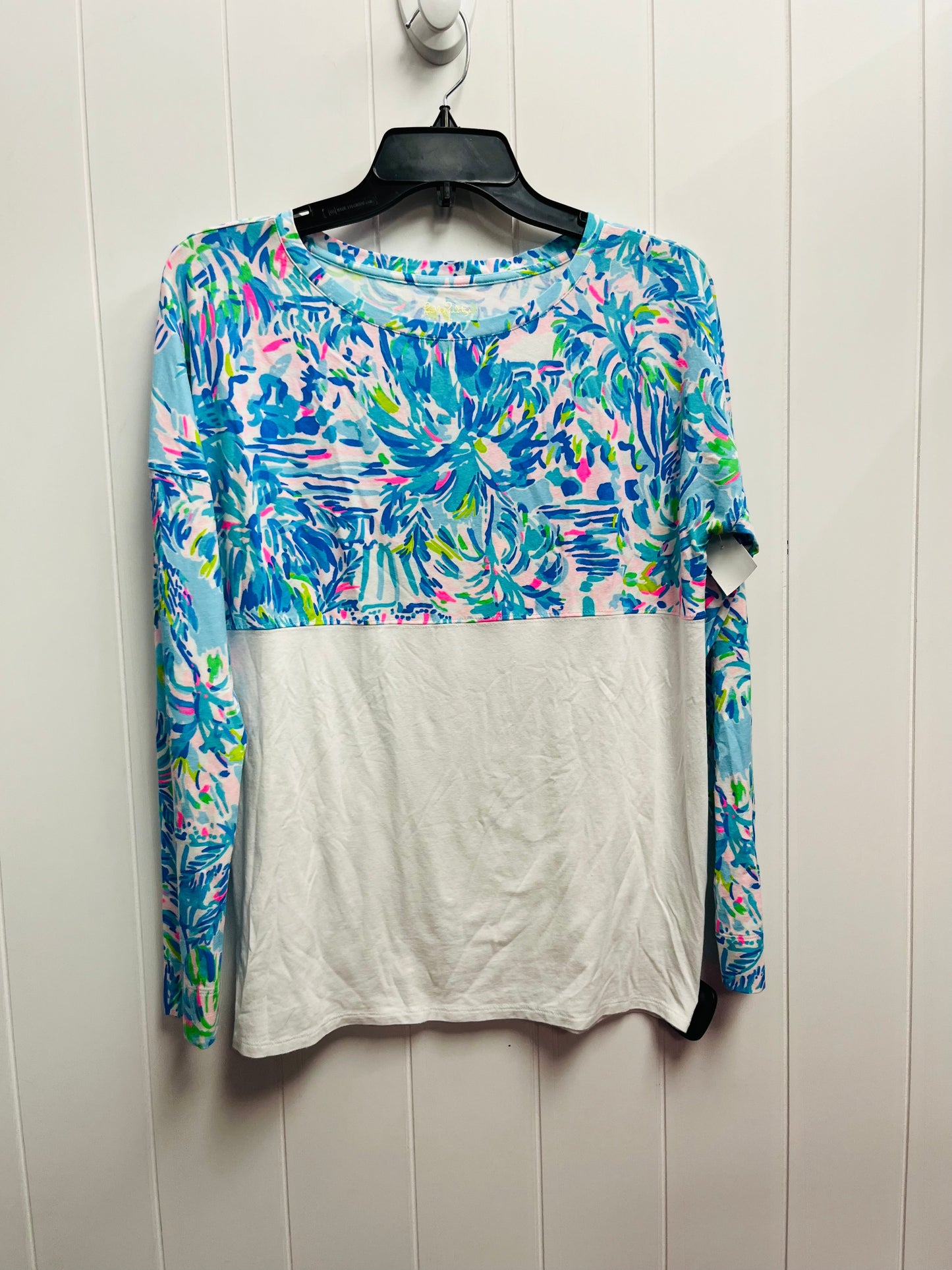 Top Long Sleeve Designer By Lilly Pulitzer In Blue & Pink, Size: S