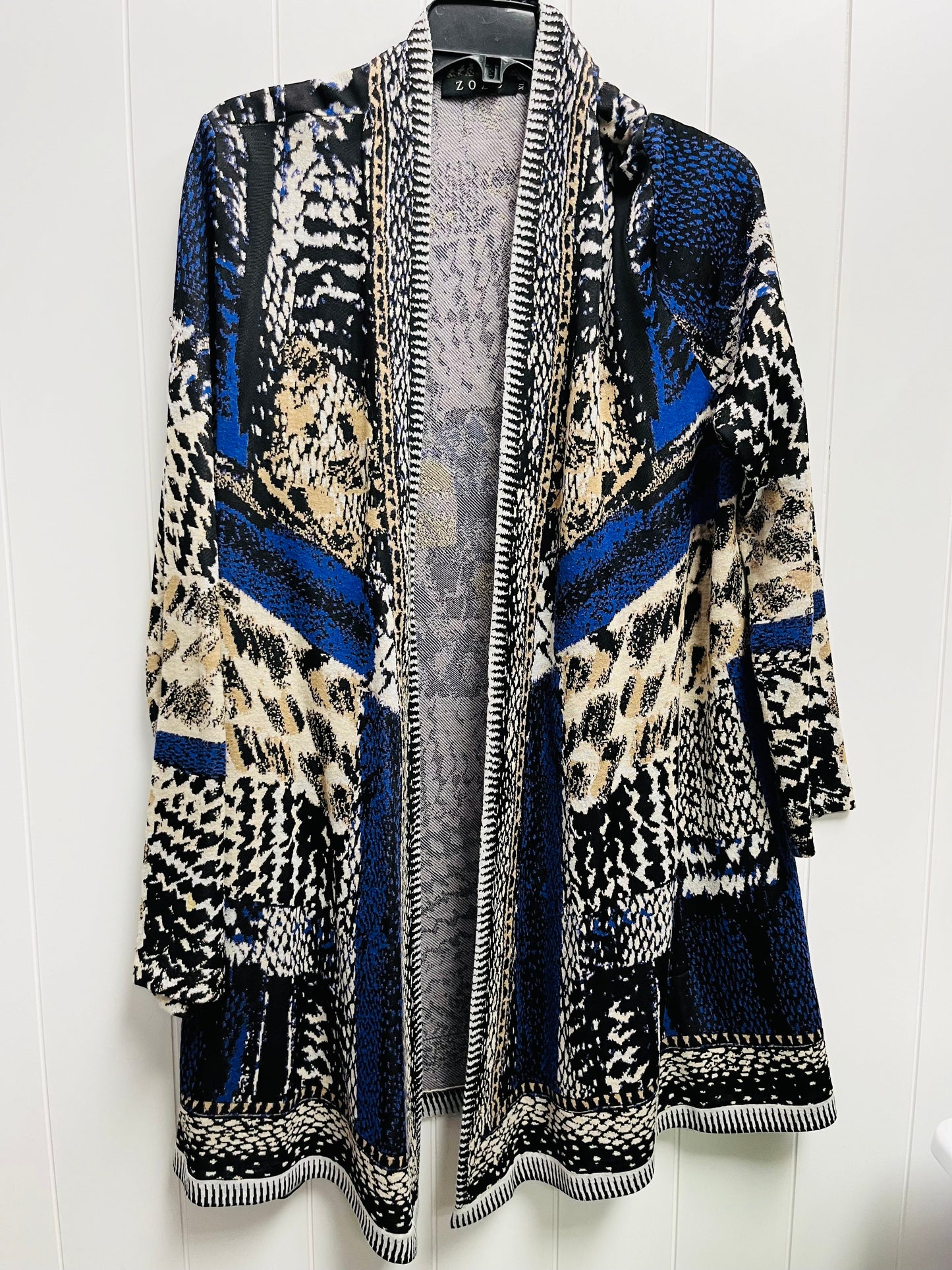 Cardigan By Zozo In Blue & Cream, Size: Xl