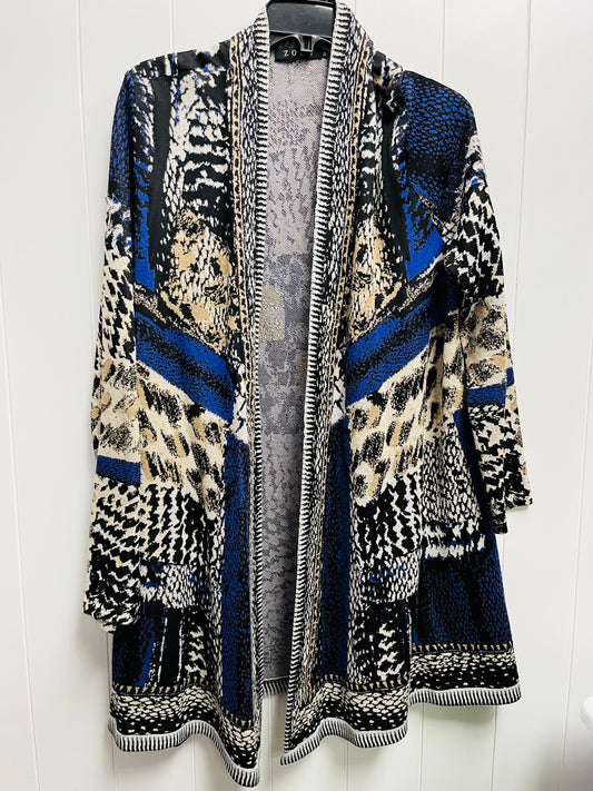 Cardigan By Zozo In Blue & Cream, Size: Xl