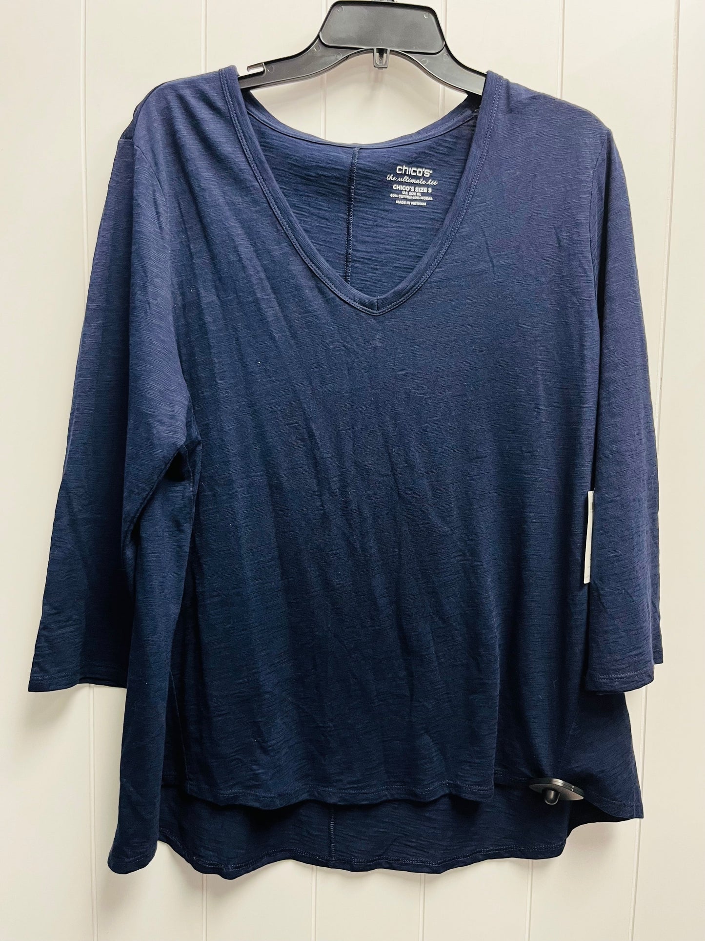 Top Long Sleeve By Chicos In Navy, Size: Xl