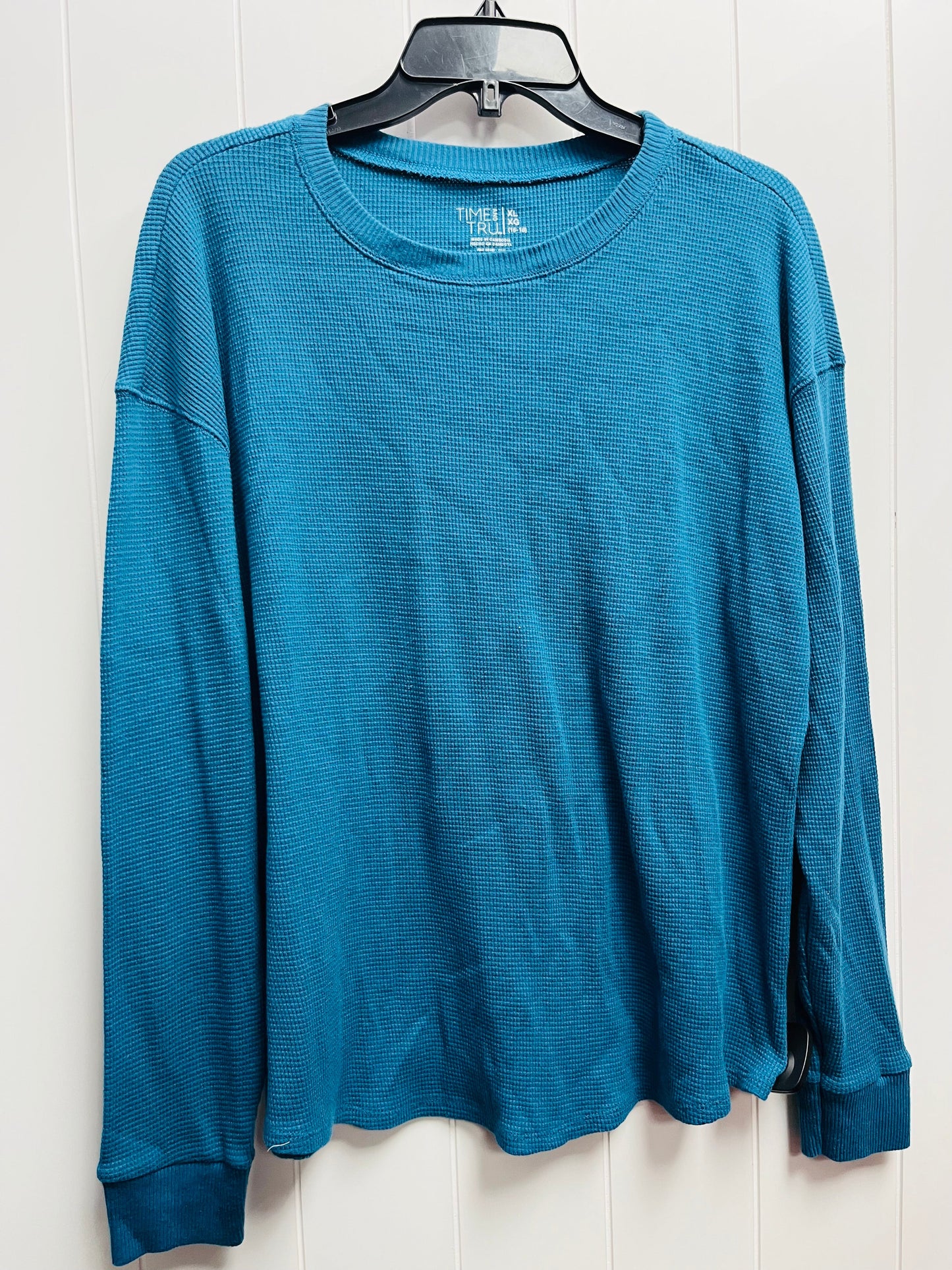 Top Long Sleeve By Time And Tru In Teal, Size: Xl