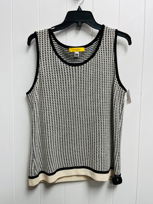 Top Sleeveless Luxury Designer By St John Collection In Black & Cream, Size: L