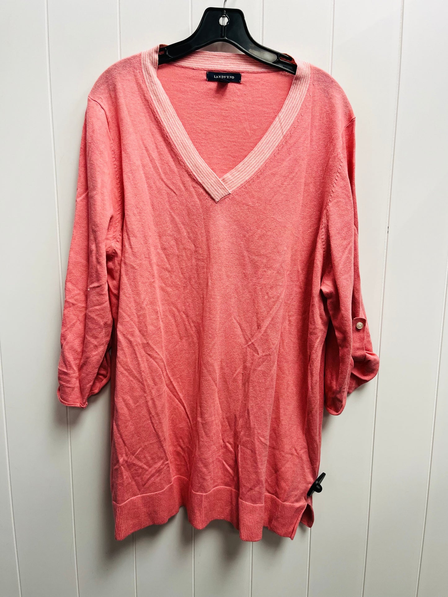 Sweater By Lands End In Pink, Size: 1x