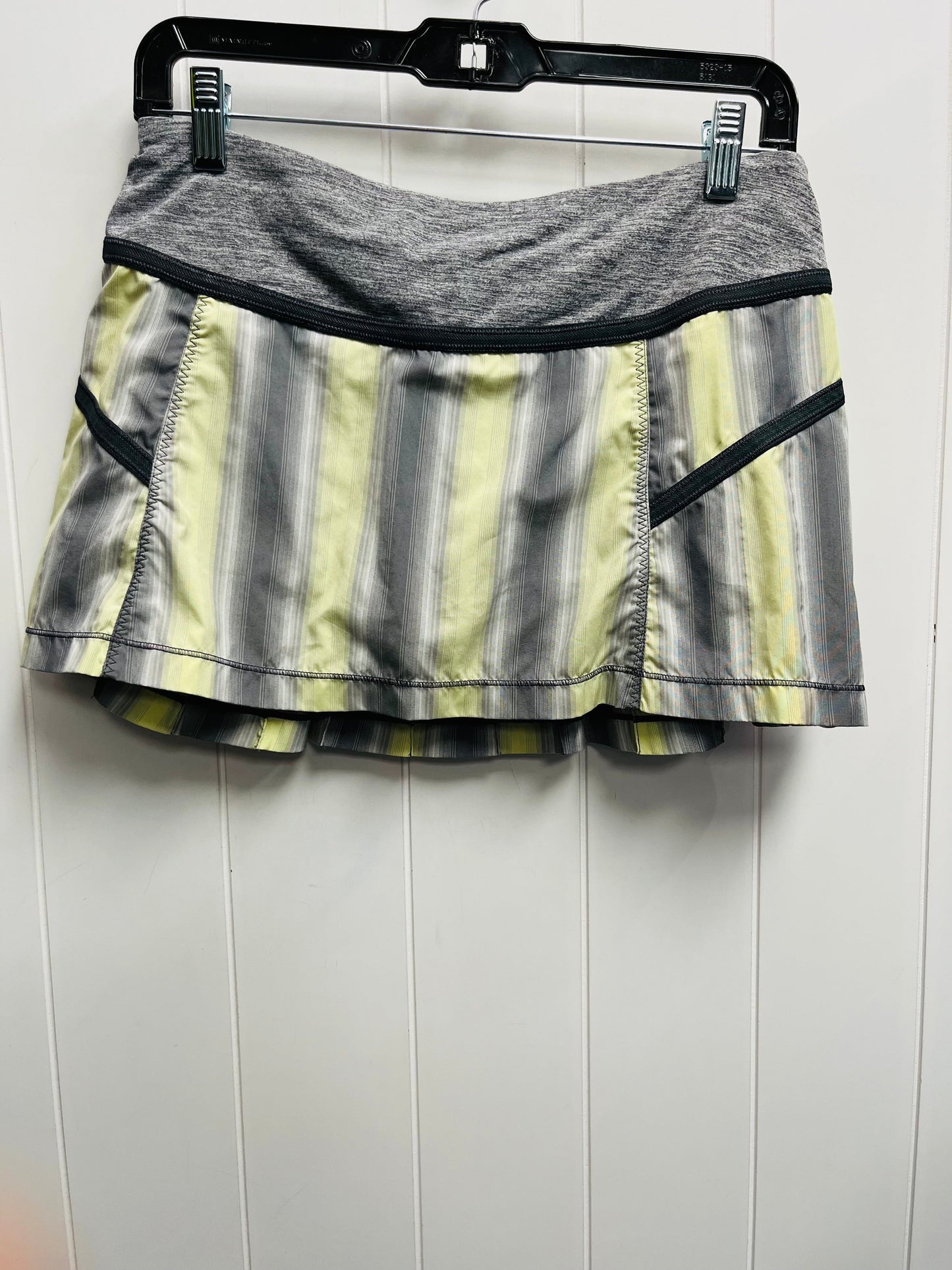 Athletic Shorts By Lululemon In Grey & Yellow, Size: 6