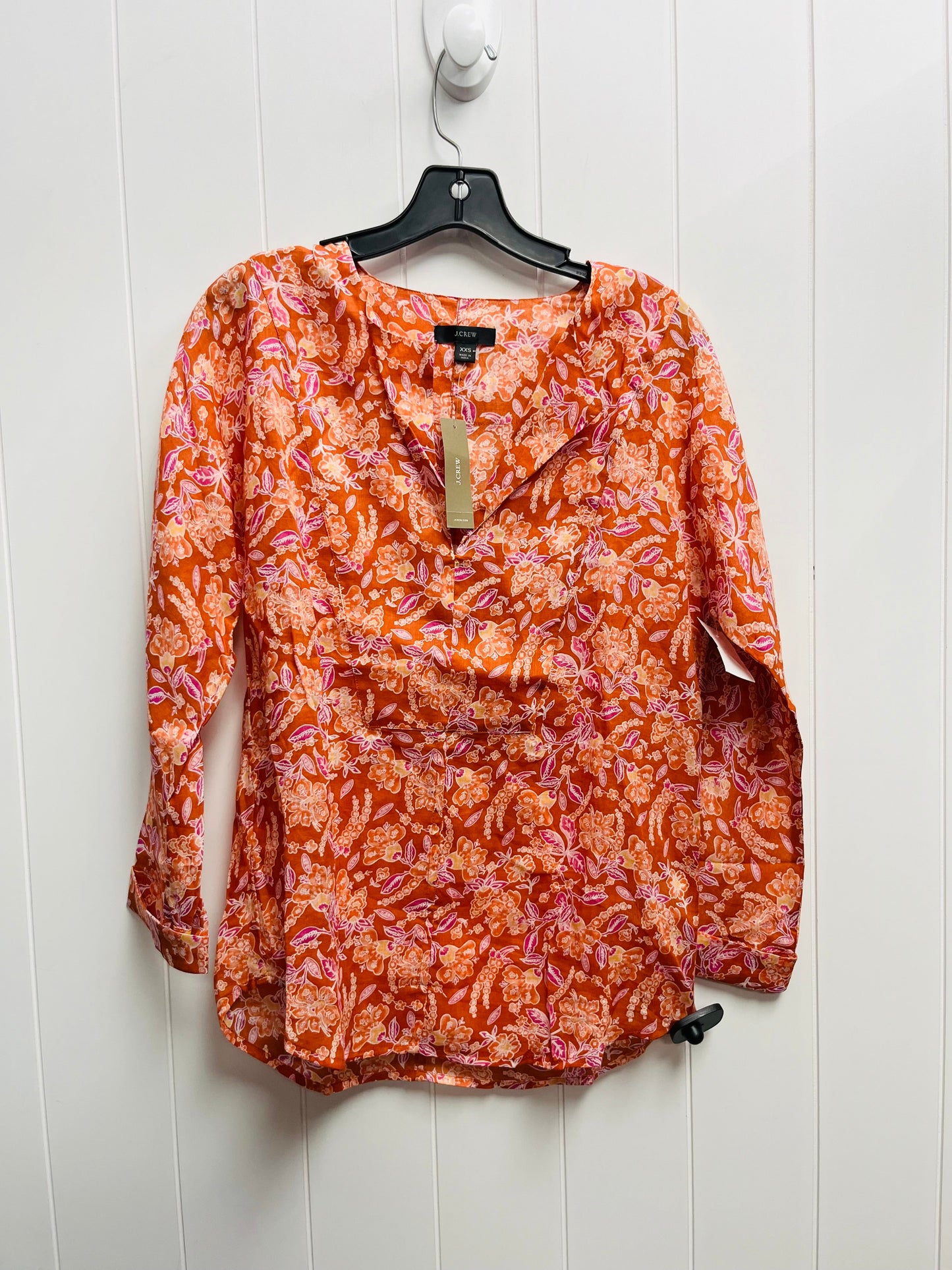 Top Long Sleeve By J. Crew In Orange, Size: Xxs