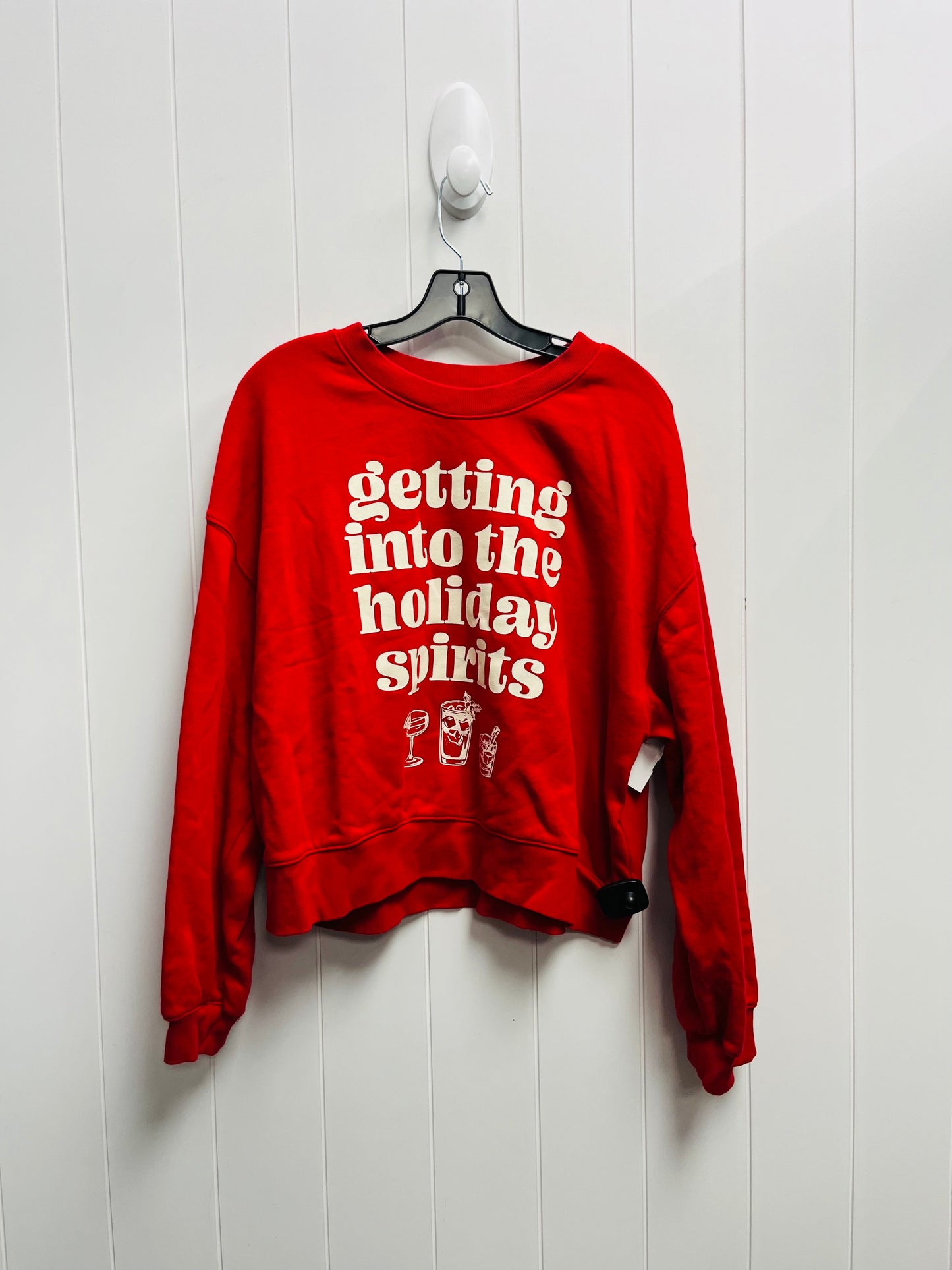 Sweatshirt Collar By Old Navy In Red & White, Size: Xl