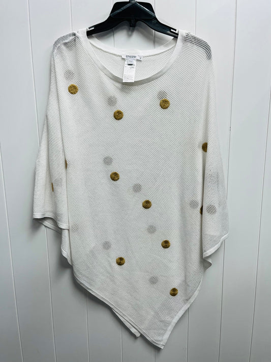 Poncho By Chicos In Gold & White, Size: L